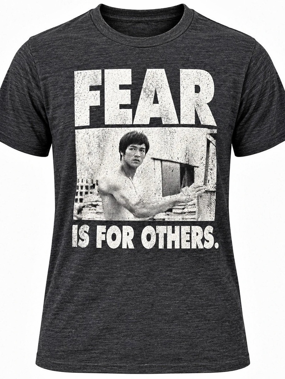 Bruce Lee Fear Is For Others Graphic T-Shirt Black & White Size S-34/36